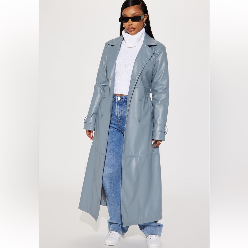 Fashion Nova Last Nights Look Trench Coat - color Slate